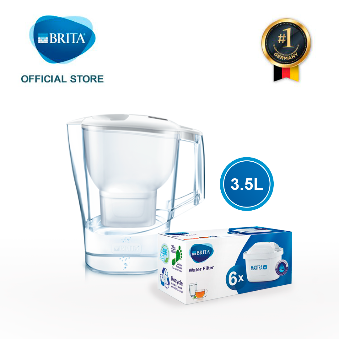 Combo Bình Lọc Nước BRITA Aluna XL White 3.5L kèm Hộp 6 lõi lọc BRITA Maxtra Plus - Hàng Chính Hãng