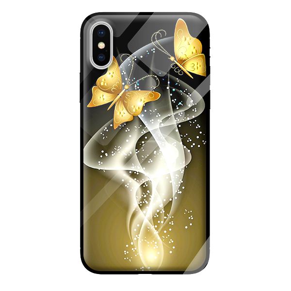Ốp kính cường lực cho iPhone XS MAX bướm vàng 1 - Hàng chính hãng