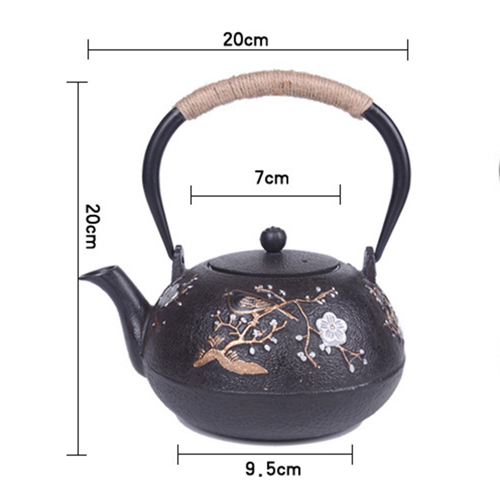 Chinese Cast Iron Teapot Tea Kettle 1.2L with Stainless Steel Infuser