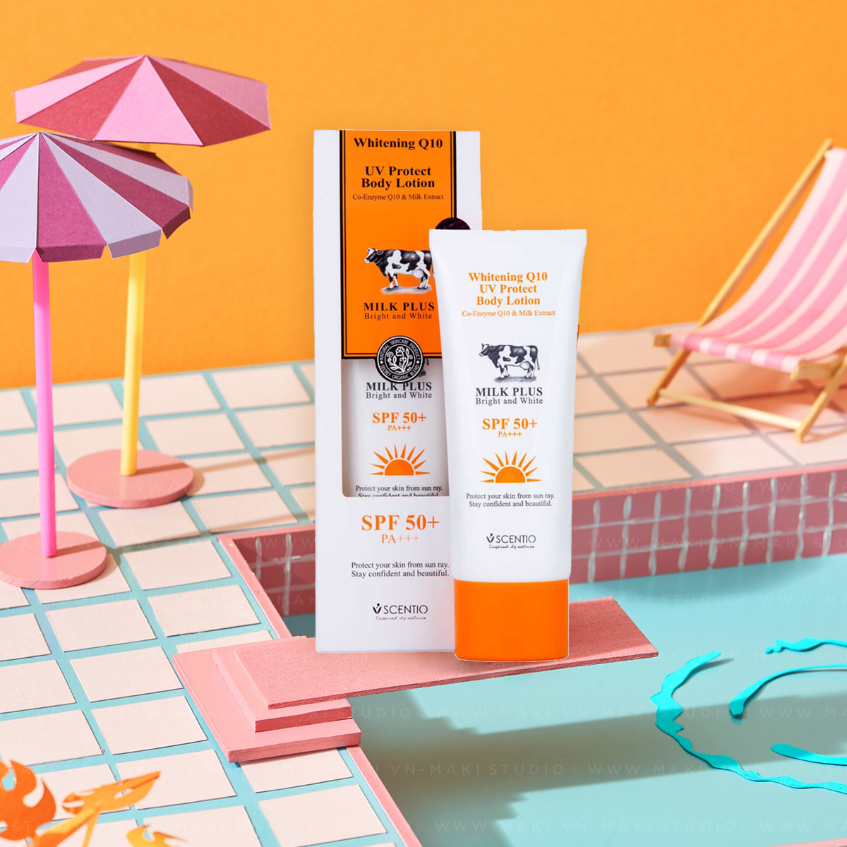 Dưỡng Thể Chống Nắng Và Dưỡng Trắng Toàn Thân Scentio Milk Plus SPF 50+ PA +++ 100ml