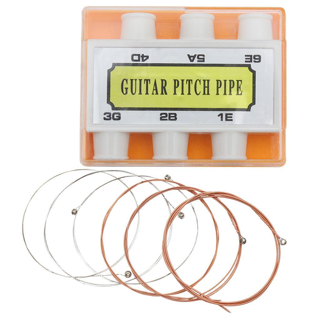 Set of 6 Tones Notes Pitch Pipe and 6pcs Replacement Strings for Acoustic Guitar Accessory