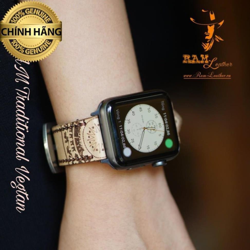 DÂY ĐỒNG HỒ DA BÒ VEGTAN THẢO MỘC HỌA TIẾT TRỐNG ĐỒNG ĐÔNG SƠN - RAM TRADITIONAL .