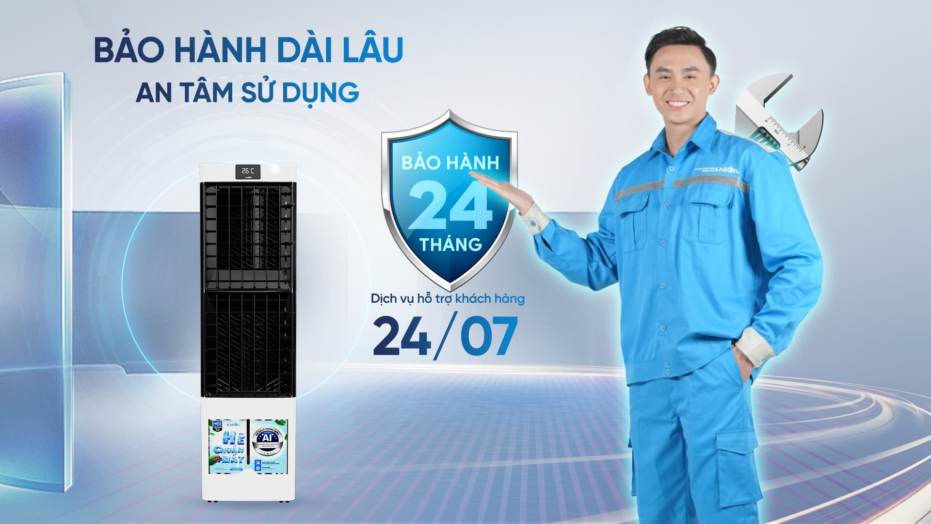 Quạt điều hòa Karofi KAC-H132R công nghệ tự điều chỉnh tốc độ gió - Hàng chính hãng