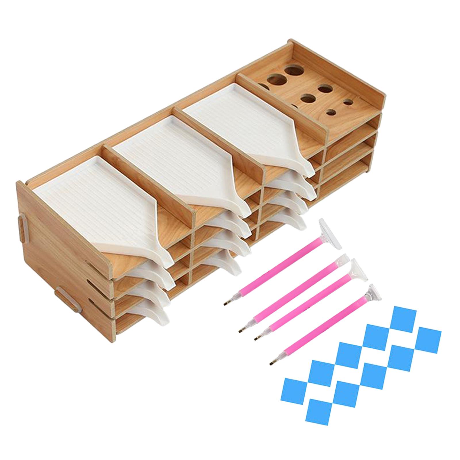 2x5D Diamonds Painting Tools Accessories Kits Wood Rack 12 Tray
