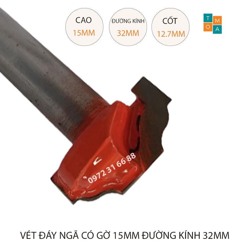 MŨI SOI GỖ - MŨI PHAY GỖ VÉT ĐÁY NGÃ CÓ GỜ CAO 15MM ĐƯỜNG KÍNH 32MM, CỐT 12.7 MM HÀNG VIỆT NAM CHẤT LƯỢNG CAO
