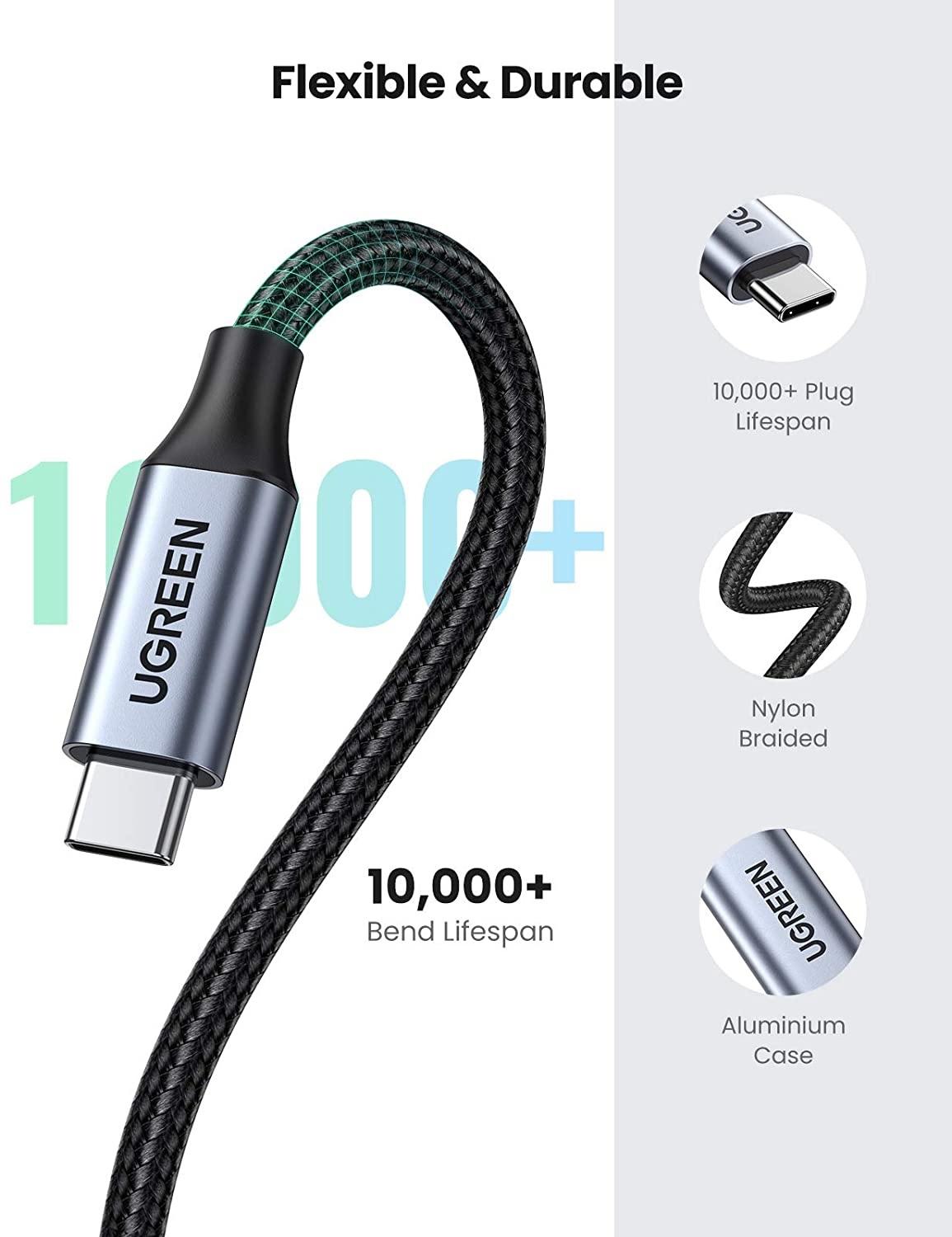 Ugreen UG80810US372TK 0.5M 3.1 gen2 4k 60hz 100w 10Gbps Cáp nối dài usb type c - HÀNG CHÍNH HÃNG