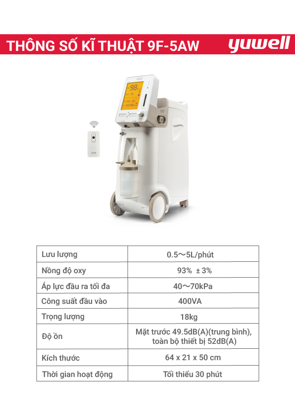 Máy tạo oxy y tế Yuwell 9F-5AW