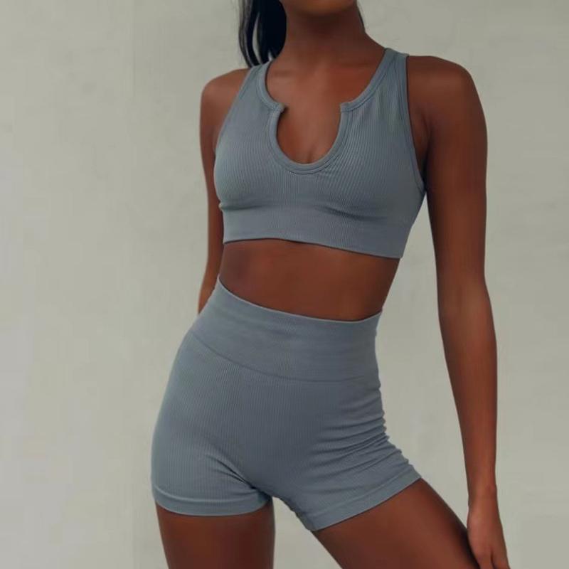 Liền Mạch Bộ Thể Thao Nữ 2 Bộ 2 Chiếc Áo Crop Top Áo Bra Quần Short Tập Luyện Bộ Trang Phục Thể Dục Thẩm Mỹ Chạy Quần Tập Gym Nữ thảm Tập Yoga Bộ Quần Áo