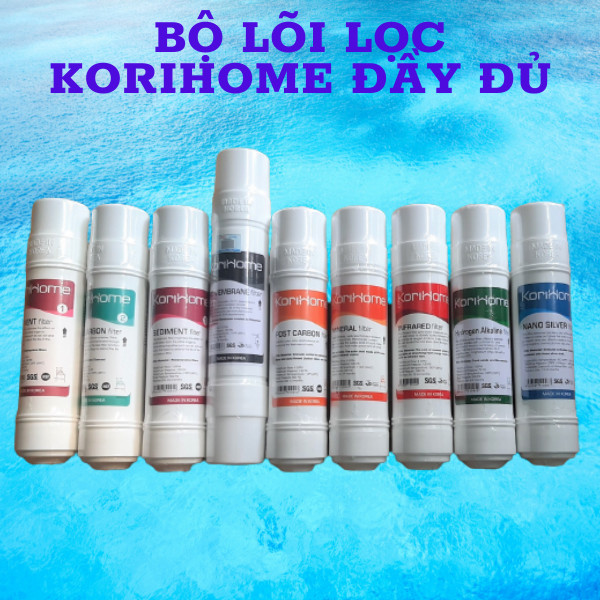 COMBO 9 LÕI LỌC KORIHOME GỒM -2 LÕI SEDIMENT,1 LÕI PRE CARBON,1POST CARBON,1 RO,1 NANO,1 HYDROGEN,1 MINERAL.INFRARED. KORIHOME