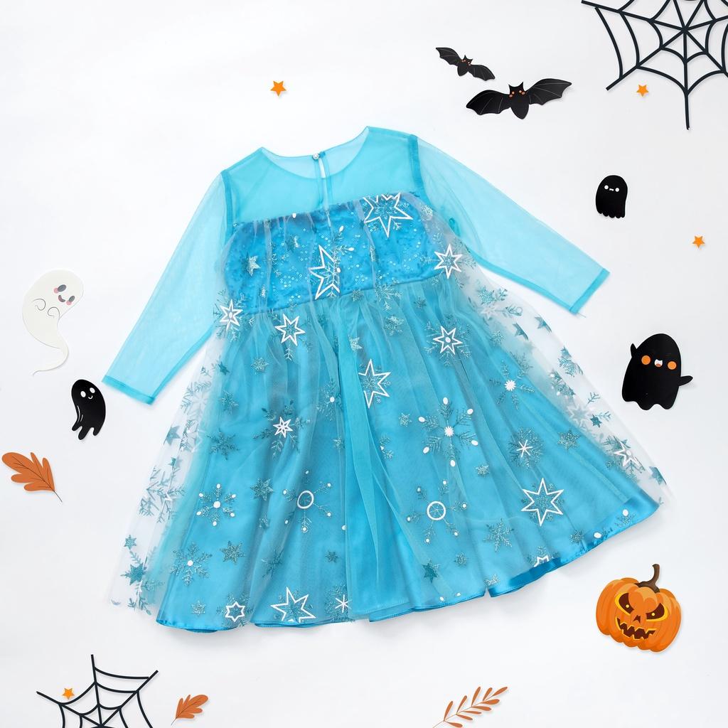 Váy Halloween cho bé gái ILABY công chúa tuyết chất kim sa lót lụa