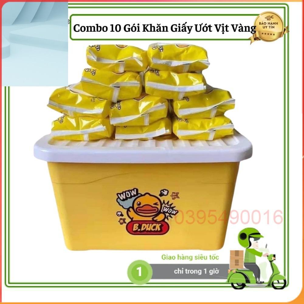 Thùng 10 Gói Khăn giấy ướt B.Duck con vịt vàng Cute tiện dụng siêu đáng yêu, HÀNG NỘI ĐỊA CAO CẤP, Làm sạch bụi