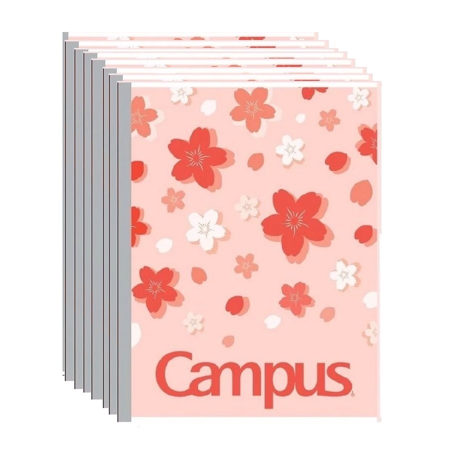 Lốc 10 vở kẻ ngang có chấm 80 trang B5 Rain Of Sakura Campus NB-BKS80-2 Hoa anh đào Campus BSKR80