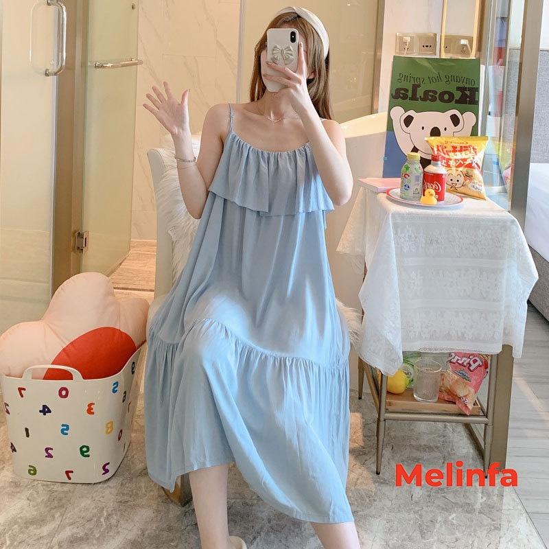 Váy ngủ hai dây vải Cotton lanh lụa tự nhiên mềm mịn mát lạnh, đầm ngủ mặc nhà mùa hè freesize thoáng mát mã VAV0275