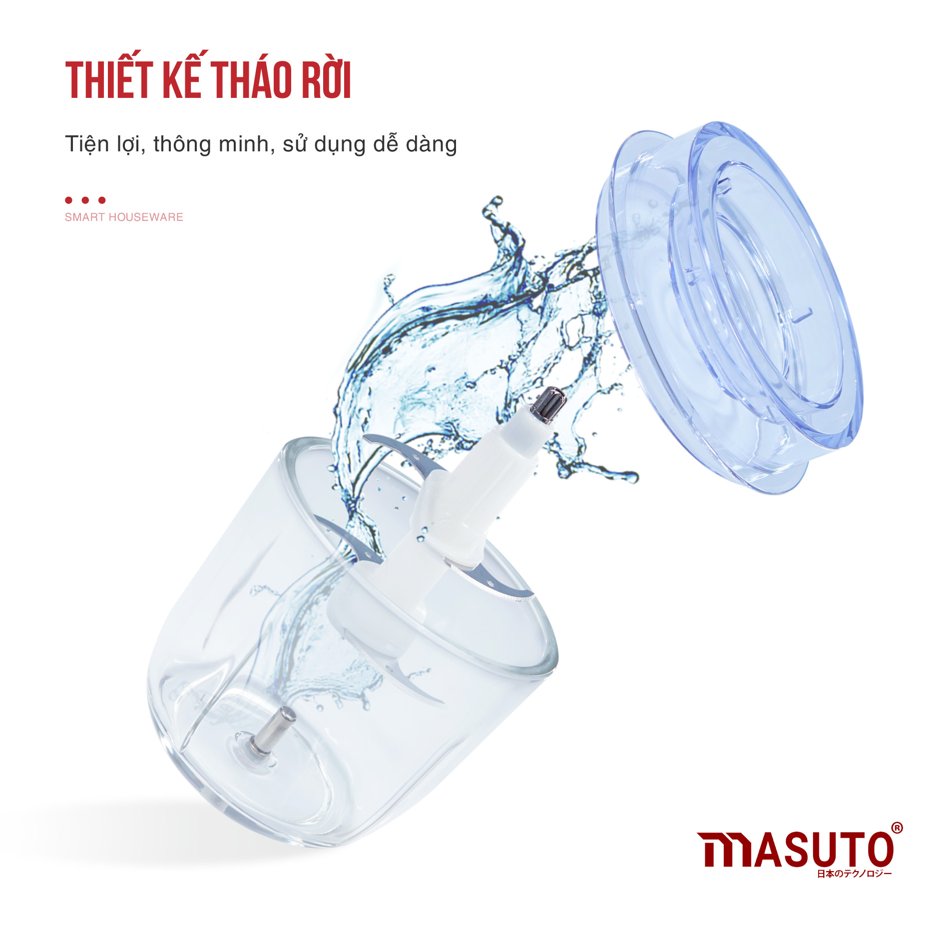 Máy Xay Thịt Xay Đa Năng Masuto Công nghệ Nhật Bản (Tặng Bộ 5 Hộp Inox Bảo Quản Thực Phẩm Cao Cấp) - Hàng chính hãng