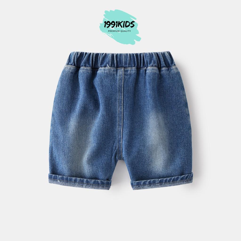 Quần Jean bé trai quần short Jean WELLKIDS cho bé họa tiết túi hộp hàng xuất Âu Mỹ