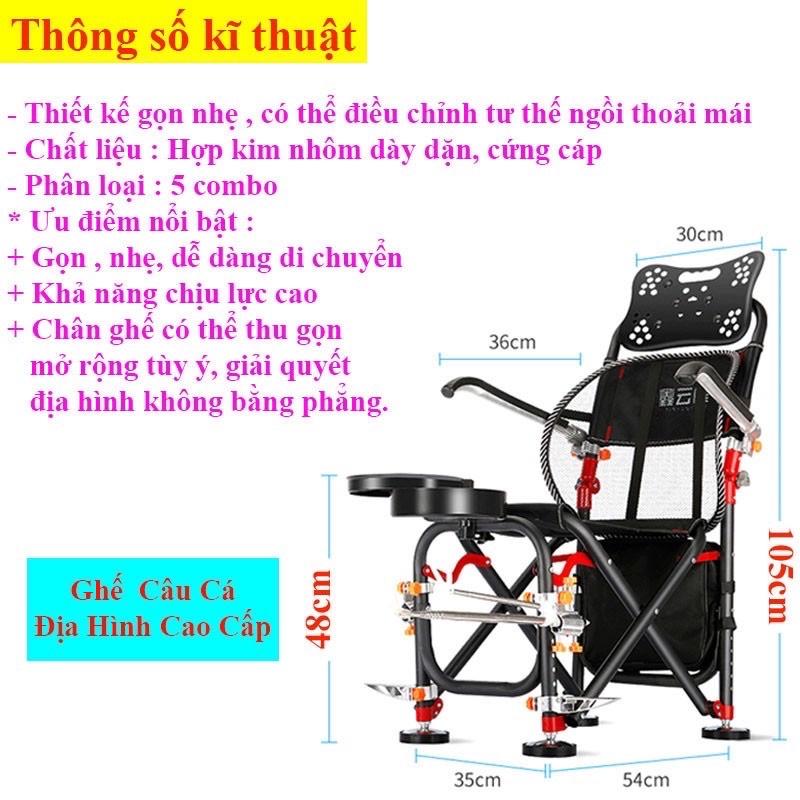 Ghế Câu Đài ghế câu cá địa hình full phụ kiện-Họa tiết Cá chép tuyệt đẹp