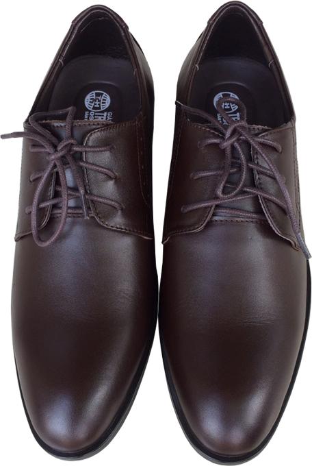 Giày tây nam buộc dây Trường Hải màu đen đế cao su cao 3.5cm da bò thật GT0211