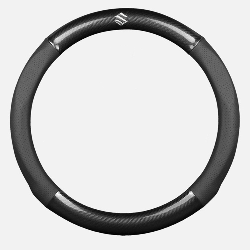 Bọc vô lăng TTAUTO cho xe ô tô từ 4 đến 7 chỗ chất liệu da vân carbon cao cấp có logo SUZUKI