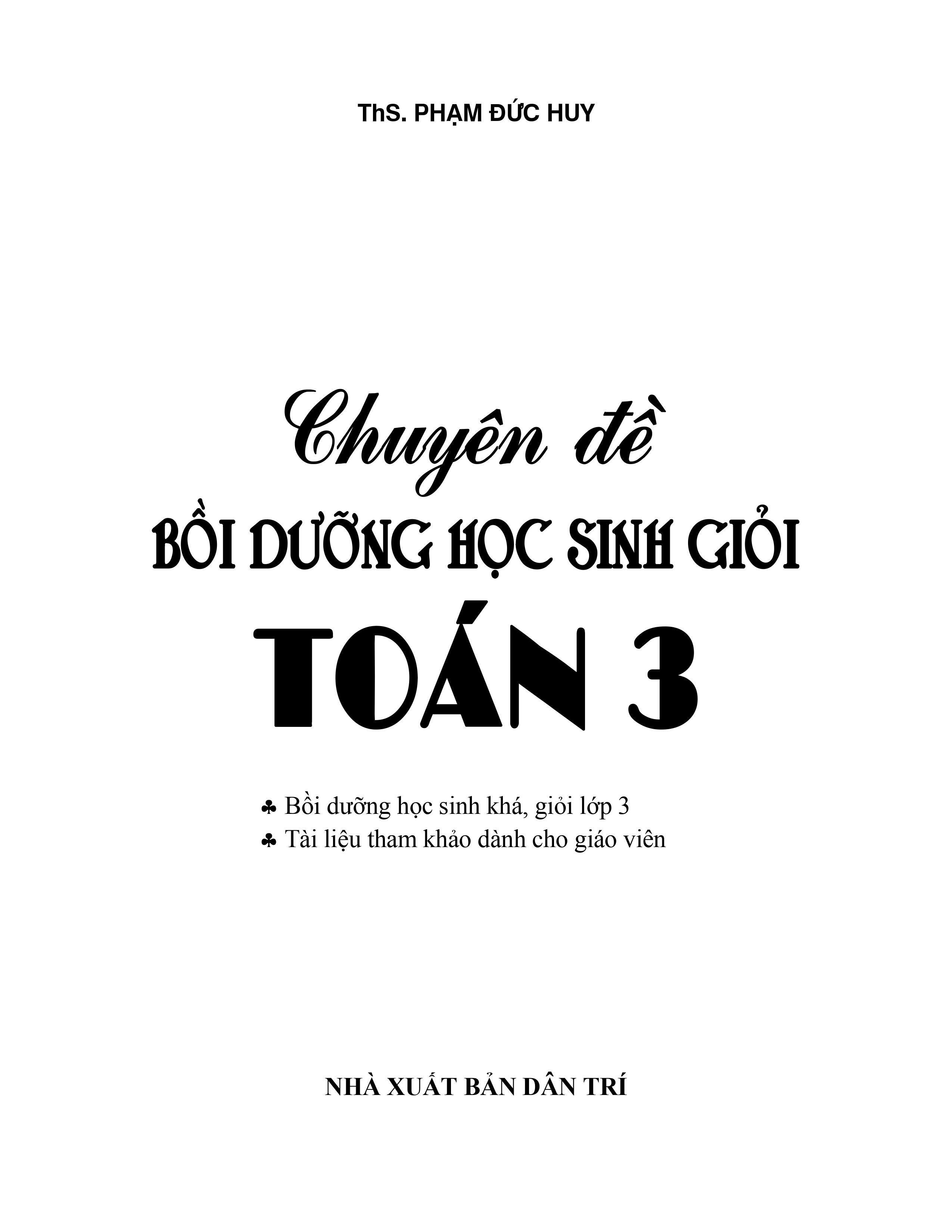 Sách - Chuyên Đề Bồi Dưỡng Học Sinh Giỏi Toán 3