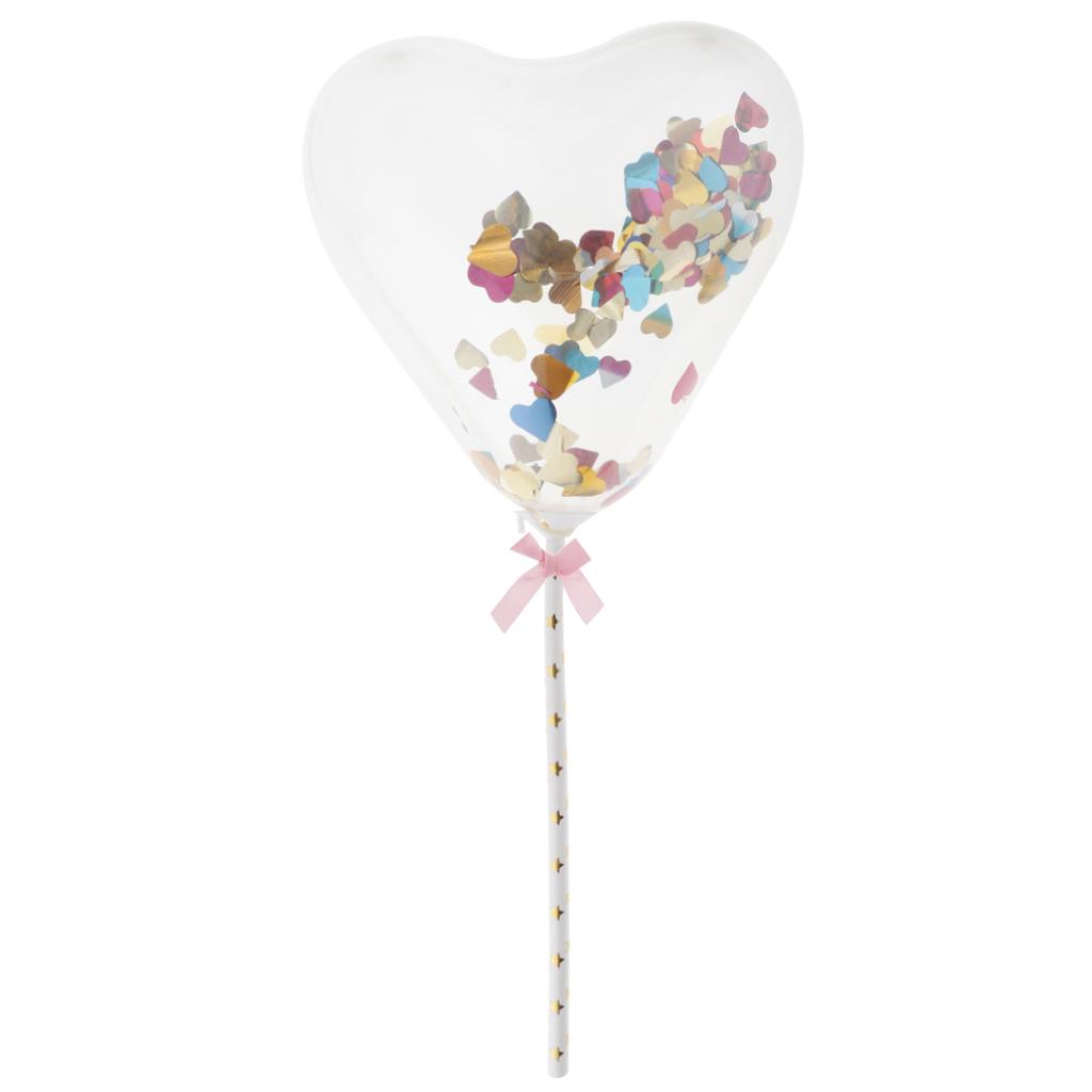 6x Heart Balloon Birthday Cake Topper Girl Baby Shower Cupcake Food Picks