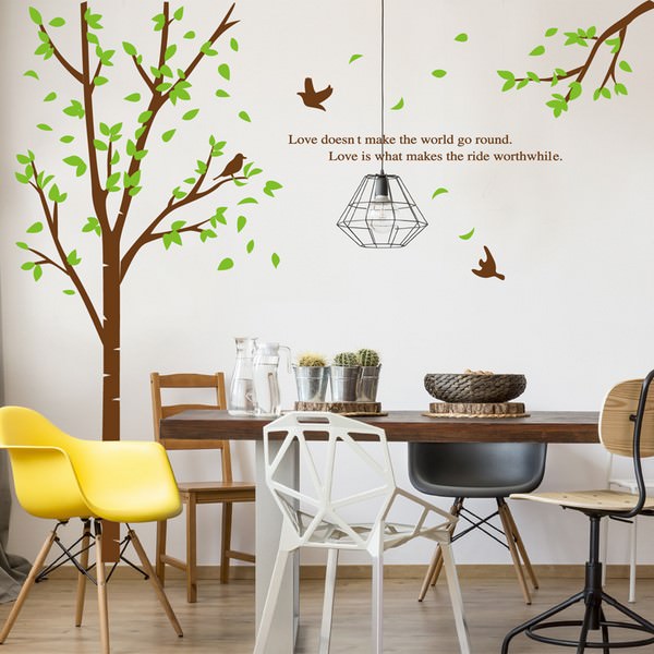 Decal Dán Tường Trang Trí Cây Và Chim 1