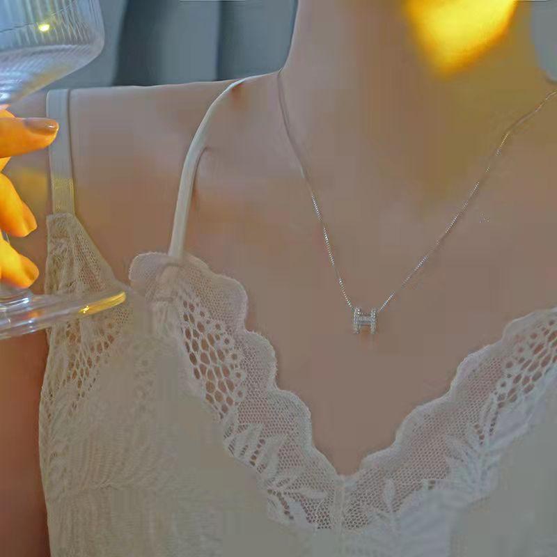 Dây chuyền nữ ATJ9906 , mặt chữ H đủ 3 màu lựa chọn vòng cổ - ANTA Jewelry
