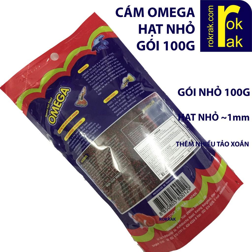 Cám Omega hạt nhỏ gói 100g Thức ăn cho cá cành cao cấp- Cá ham ăn, mau lên màu, mập ú, màu sắc đẹp, không gây đục nước