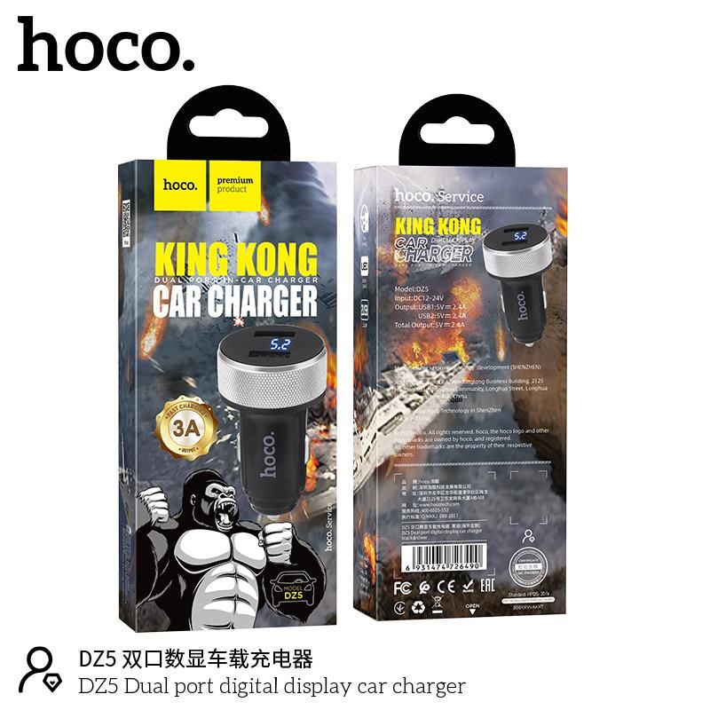 Tẩu sạc oto xe hơi Hoco DF5 2 cổng sạc usb - cốc sạc nhanh trên ô tô cao cấp - hàng chính hãng