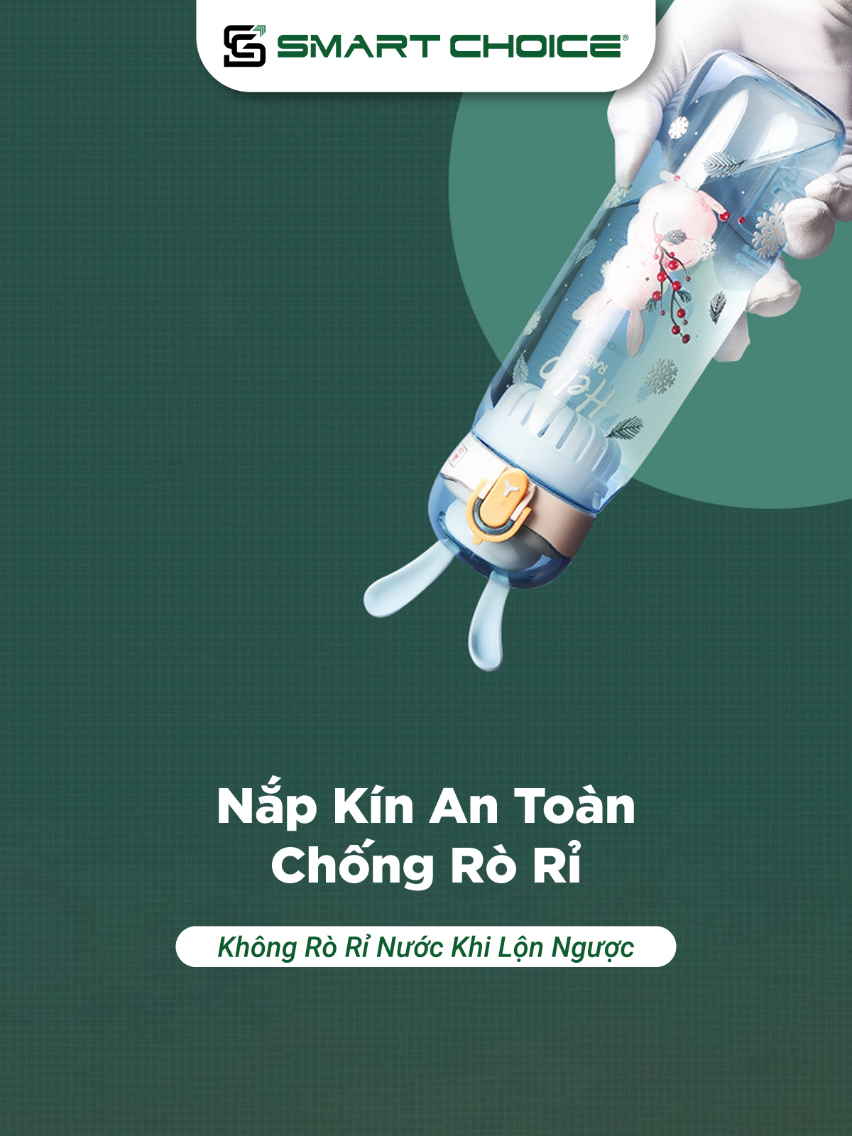 Bình Nước Con Thỏ SMARTCHOICE Trong Suốt 4 Màu Bằng Nhựa Cao Cấp SCG-PK087