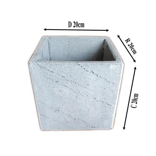 Bộ 3 chậu trồng cây đá ong xám tự nhiên R20xC40,V 20x20cm, V 15x15cm