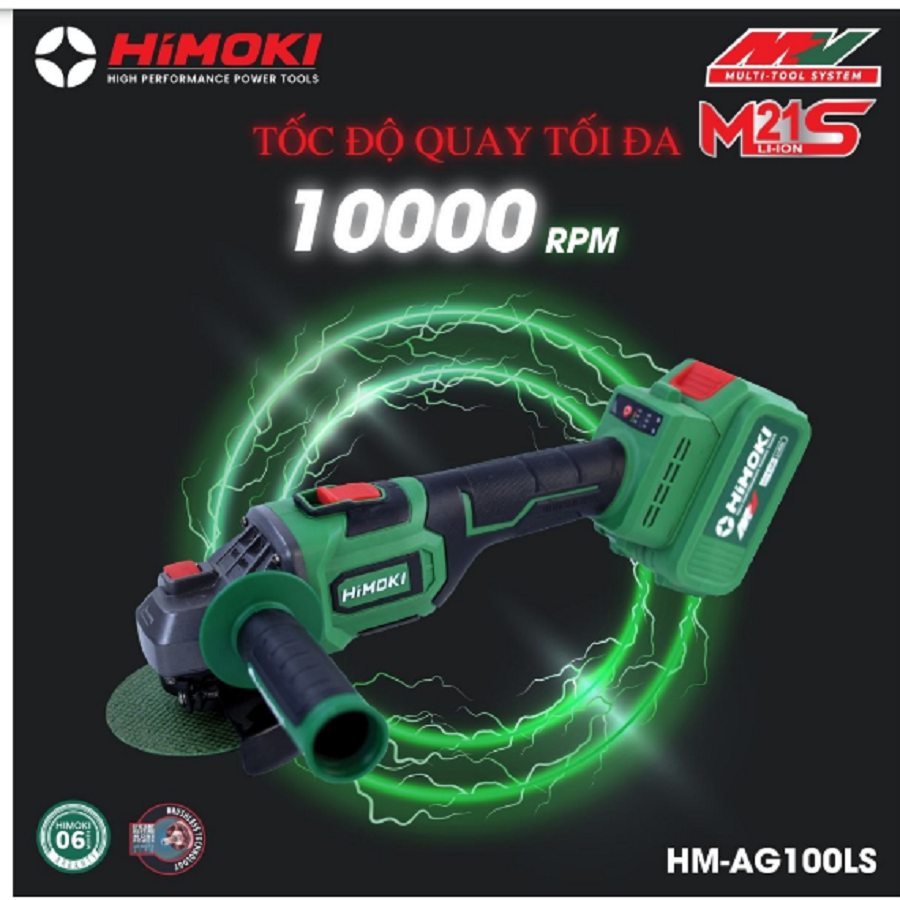 Máy Mài Pin HIMOKI 21V Không Chổi Than - Máy Cắt Cầm Tay Pin 10 Cell - HÀNG CHÍNH HÃNG