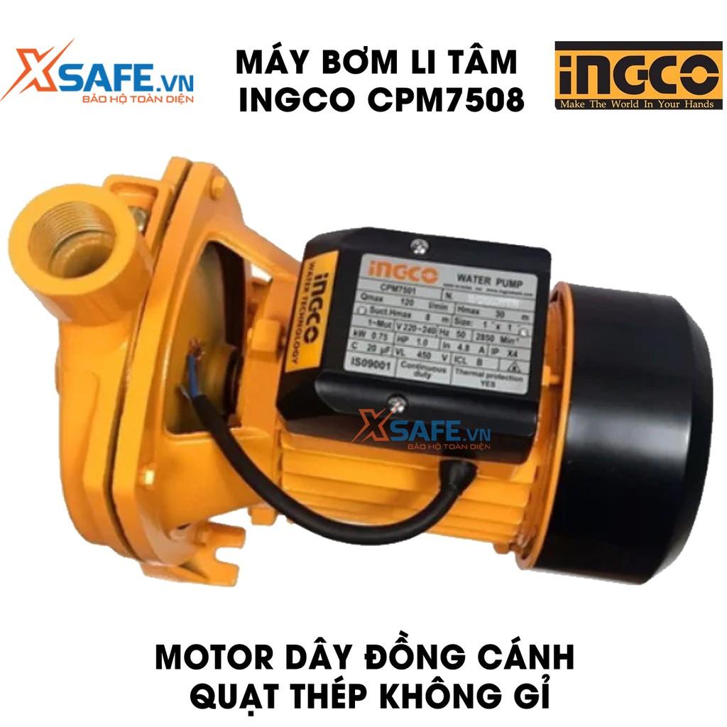 Máy bơm li tâm INGCO CPM7508 công suất 750W(1HP) - Có chiều cao bơm tối đa 30m, độ hút sâu tối đa 8m - Chính hãng