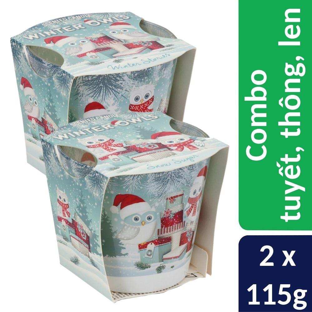 Combo 2 ly nến thơm Bartek nhập khẩu Châu Âu Winter Owls 115g - tuyết, thông, len