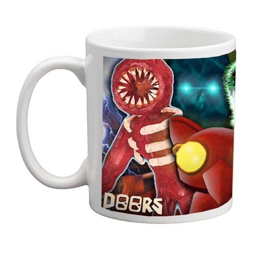 Cốc hình Roblox Doors Ambush figure seek hide Rush Eyes Halt Jack Glitch/ Ly sứ Roblox Doors Ambush figure seek hide Rush Eyes Halt Jack Glitch