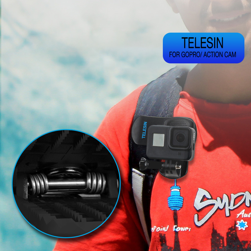 Kẹp dây Balo gắn GoPro 9 / 8 / 7 / 6 / Action cam Telesin Phụ kiện không bao gồm máy quay phim