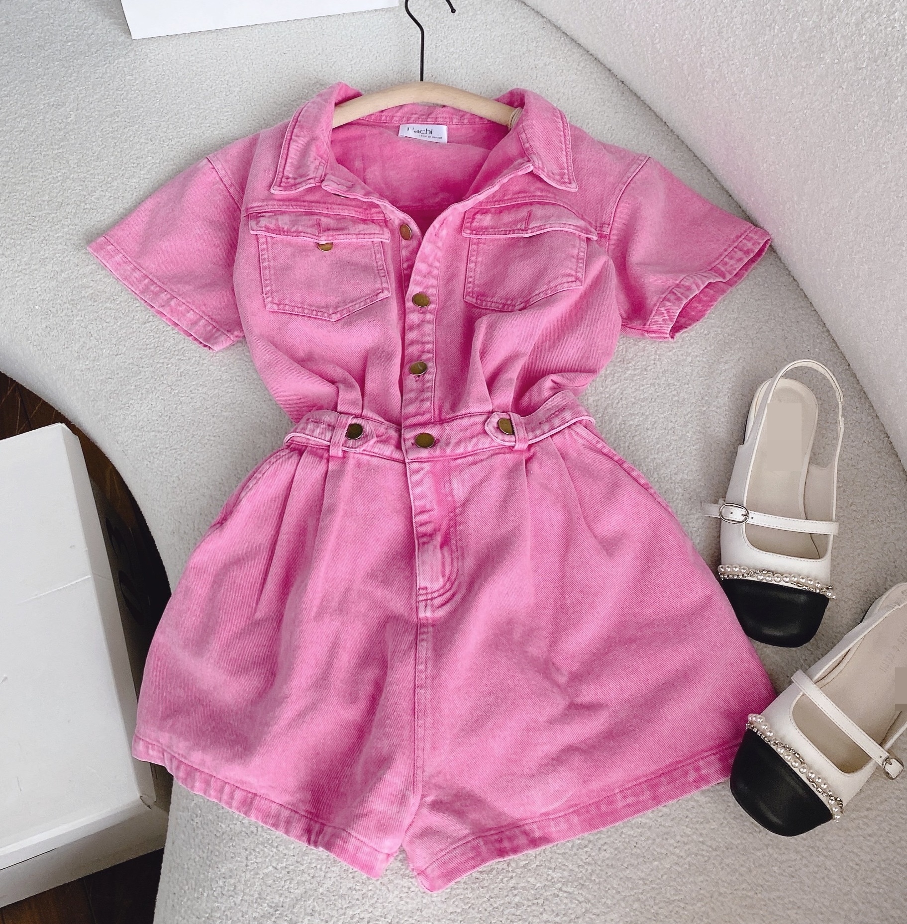 JUMPSUIT ĐỒ BAY NGẮN QUẦN SHORTS LƯNG CAO ỐNG RỘNG JEANS CỔ SƠ MI DENIM PLAYSUITS THỂ THAO ĐI TIỆC ĐI CHƠI DẠO PHỐ ĐI BIỂN