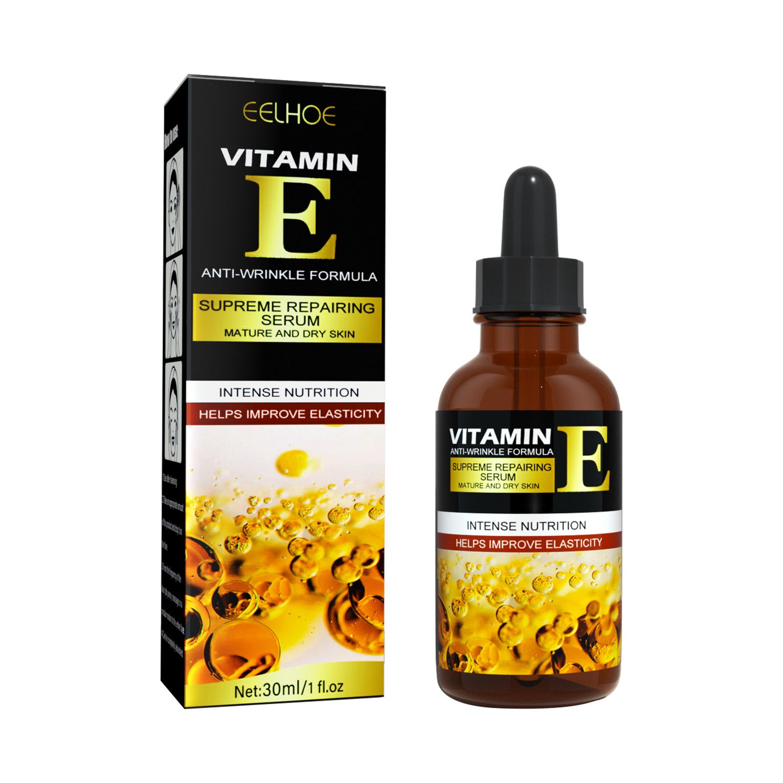EELHOE 30ml Vitamin E Serum Brightens Skin Tone Hydrates Moisturizes Nourishes Lightens Spots and Wrinkles Serum