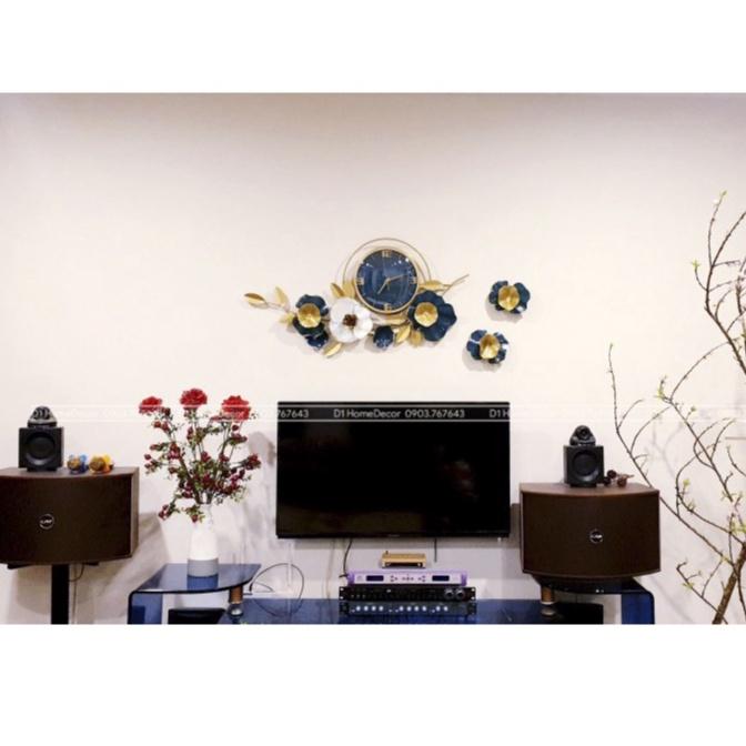 Đồng Hồ Treo Tường Trang Trí Decor Đẹp - Nhập Khẩu Cao Cấp - Mẫu Hoa Mai Xanh May Mắn - BH 5 Năm- D1 Home