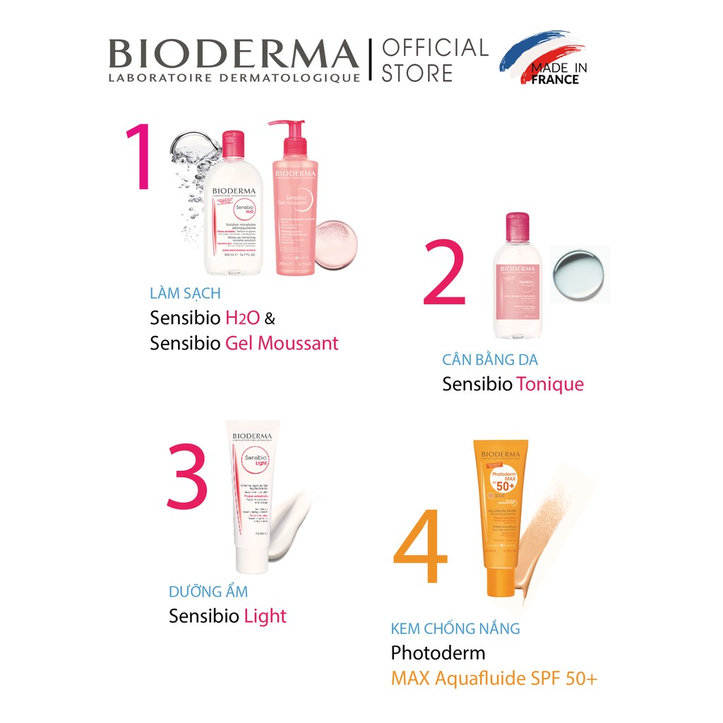 Gel Rửa Mặt  Dành Cho Da Nhạy Cảm BIODERMA Sensibio Gel Moussant 100ml + Tặng Móc Khóa