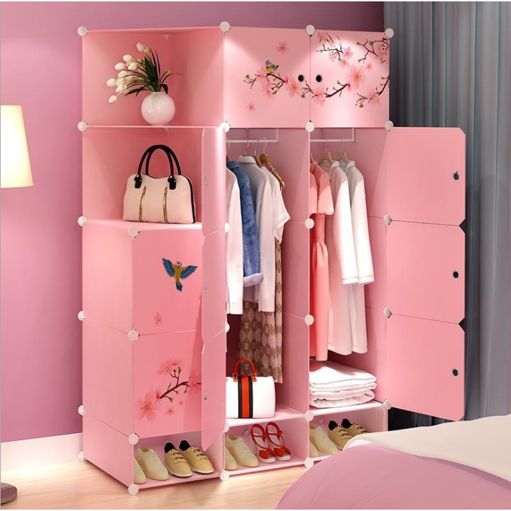 Tủ nhựa lắp ghép 15 ô màu hồng sang trọng
