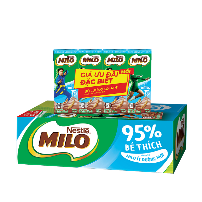[Tặng Balo Rút Milo] Thùng 48 Hộp Sữa Nestlé Milo Ít Đường (180ml/ Hộp)