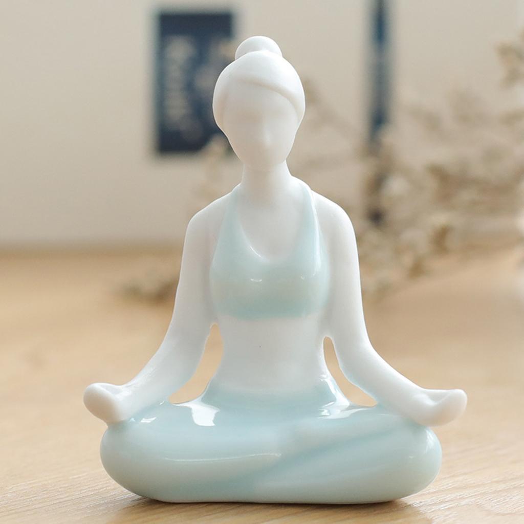 Ceramic Yoga Figurine Sculpture Statue Bedroom Desktop Cabinet Decoration