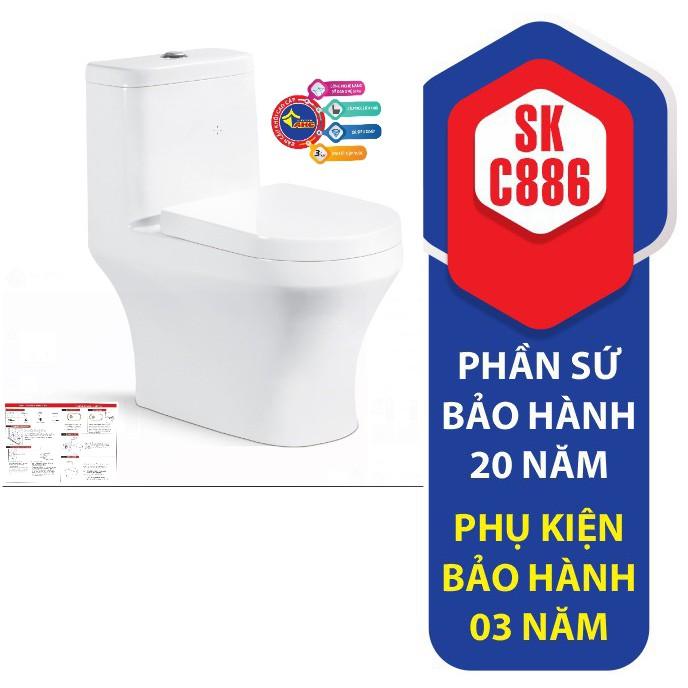 Bồn Cầu Liền Khối Cao Cấp Giá Rẻ - Tặng Xịt Vệ Sinh INOX 304 Cao Cấp + Dây Cấp Nước (SK-3013)