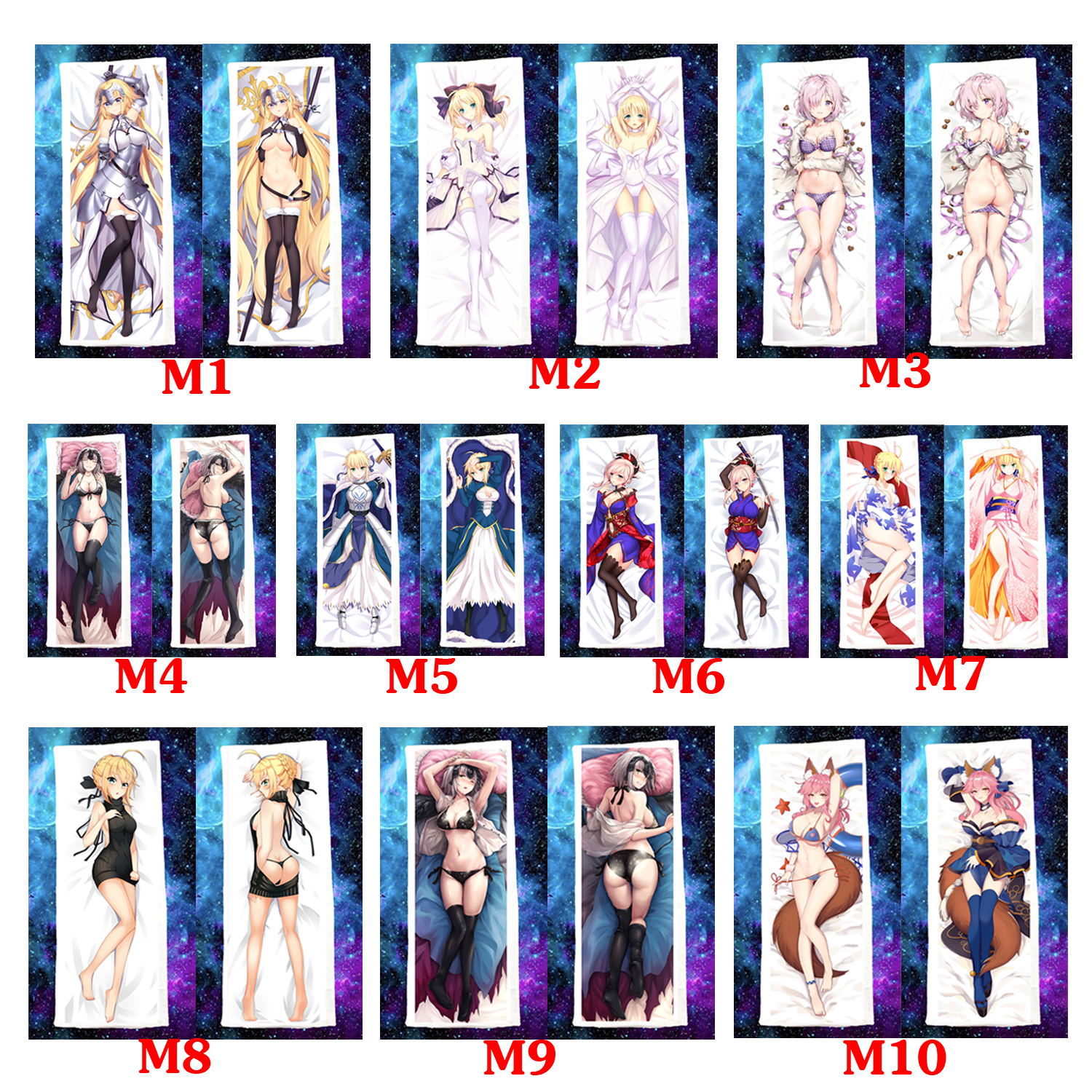 Gối ôm Fate/Grand Order/stay night dài 1mx40cm in 2 mặt gối