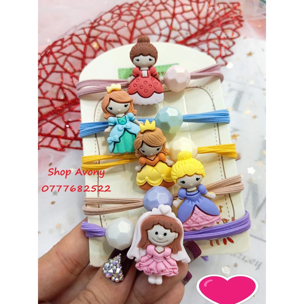 Combo 5 cột tóc cho bé hình công chúa
