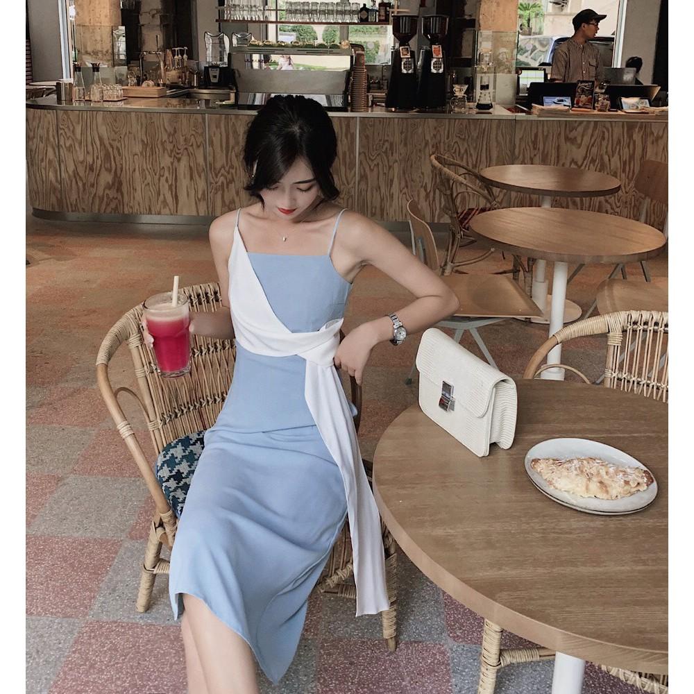 Đầm body 2 dây phối