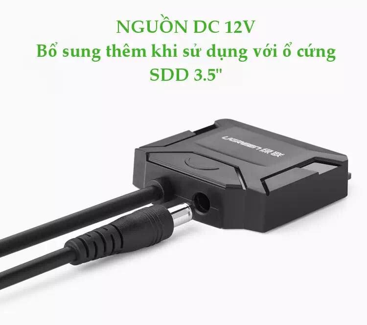 Ugreen UG20611CR108TK 25CM màu đen Bộ chuyền USB 3.0 sang SATA cho ổ cứng có hỗ trợ nguồn - HÀNG CHÍNH HÃNG