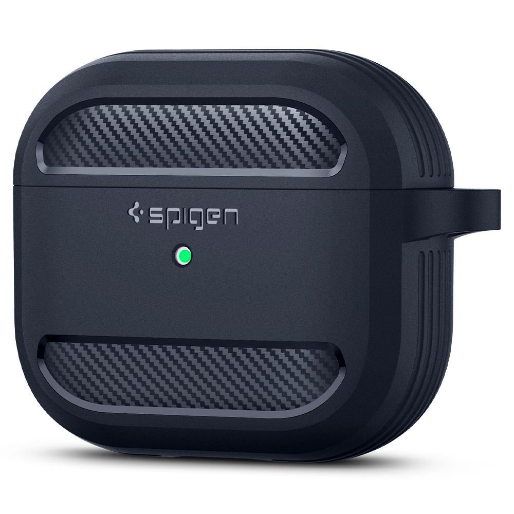 Ốp Spigen Rugged Armor cho Airpod 3 - Thiết kế chính xác, chống sốc, móc khoá tiện lợi - Hàng chính hãng