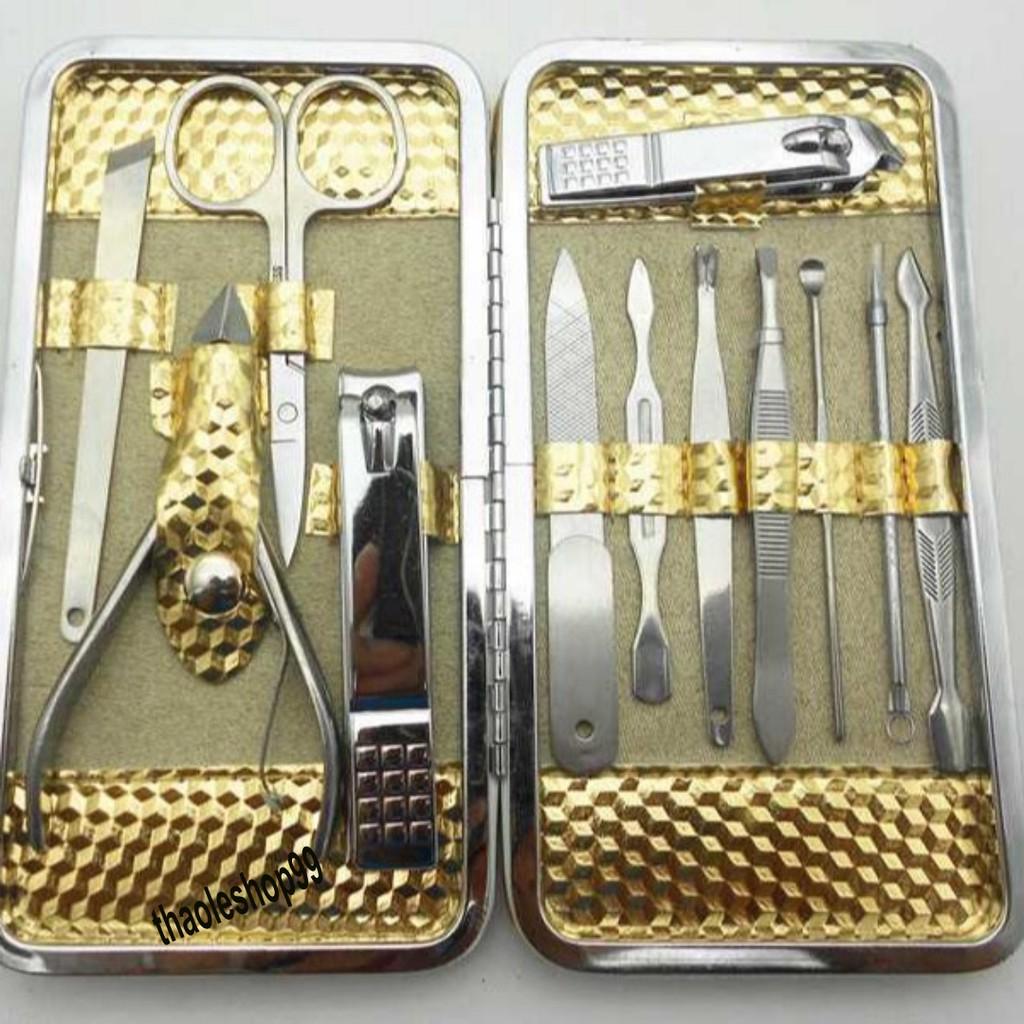 Bộ bấm cắt móng tay 12 chi tiết vàng cao cấp / bộ cắt móng tay 12 món vàng thép không gỉ