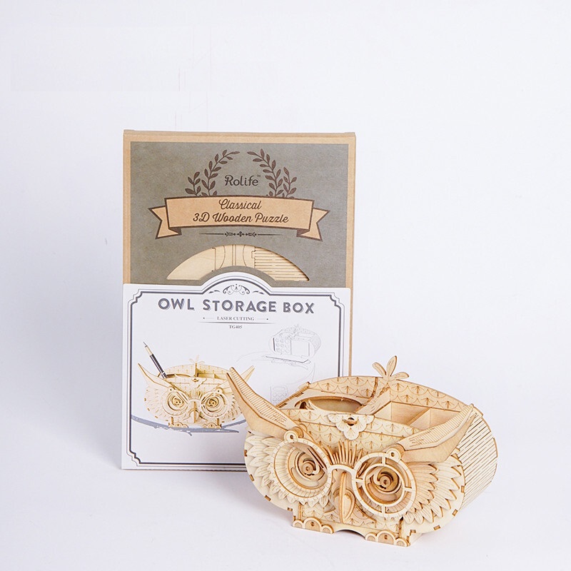 Đồ chơi lắp ráp gỗ 3D Mô hình Hộp Đựng bút Hình Con Cú